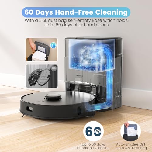 AIRROBO Self-Emptying Robot Vacuum and Mop Combo for Pet Owners with 180mins Runtime and 60-Day Water Tank Capacity